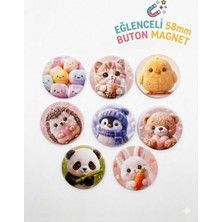 Renk Magnet Eğlenceli 8 Adet 58MM Buton (Yuvarlak) Magnet