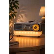 Azurtech MD-1314BT Gri Nostaljik Radyo - Bluetooth 5.4, Girişli, Şarjlı Retro Görünümlü Hi-Fi Hoparlör