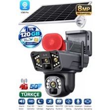 Sonreir RX35AI Solar Güvenlik Kamerası Dual Lens 4G Sim Kartlı PTZ Hareketli Gece Görüşlü Güneş Panelli Kamera 1 Yıl 120GB Dahil