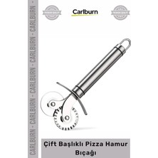 Carlburn Özel Üretim Paslanmaz Çelik Profesyonel Keskin Dayanıklı Pratik Çift Başlıklı Pizza Hamur Bıçağı