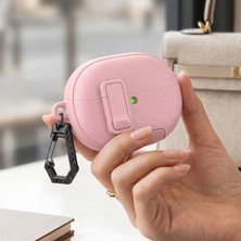 Caseonn Huawei Freebuds Pro 5 Kılıf Stand Özellikli Kilitli Lüks Deri Koruma Pembe