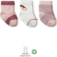 TeknoKapsül 3'lü Penye Rainbow Soket Çorap BS10113 Pudra