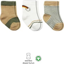 TeknoKapsül 3'lü Penye Rainbow Soket Çorap BS10113 Nil