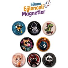 Eglenceli 8 Adet Buton (Yuvarlak) 58MM Magnet Seri-02
