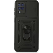 TeknoKapsül Newface Galaxy A22 Kılıf Pars Lens Yüzüklü Silikon - Siyah