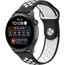 TeknoKapsül Watch 22MM Spor Delikli Kordon - Siyah-Beyaz