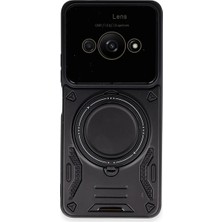TeknoKapsül Poco C61 Kılıf Joy Lens Standlı Kapak - Siyah