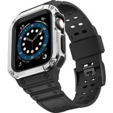 TeknoKapsül Watch 42MM KR401 Silikon Kordon - Siyah-Gümüş
