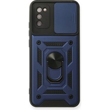 Durukar®  Samsung Galaxy A03S Kılıf Pars Lens Yüzüklü Silikon - Lacivert