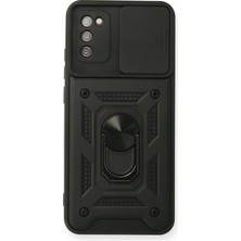 Durukar®  Samsung Galaxy A03S Kılıf Pars Lens Yüzüklü Silikon - Siyah