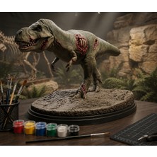 Alyora 3D Baskı T-Rex Dinozor Boyama Seti – Kendin Boya Dıy Hobi Figürü, 6 Renk Boya + Fırça Dahil, Dekoratif Pla Model