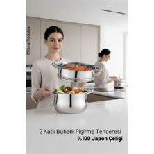 TeknoKapsül 2 Katlı Japon Çeliği Buharlı Pişirme Tenceresi – Yemek Sanatı