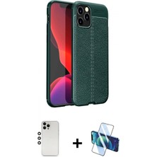 Marsilyan™- iPhone 12 Pro Kılıf Doruk Klasik Özel Seri - Siyah 3D Antistatik Seramik Nano Ekran Koruyucu + Shine Kamera Lens - Gs