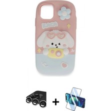 Marsilyan™- iPhone 15 Pro Max Kılıf Akış Yansıma - Siyah 3D Antistatik Seramik Nano Ekran Koruyucu + Raze Metal Kamera Lens - Gs