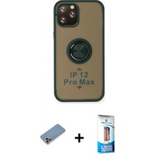 Marsilyan™- iPhone 12 Pro Max Kılıf Yörünge Çizgi - Siyah 5d Eko Cam Ekran Koruyucu + Shine Kamera Lens Koruma Cam - Pe
