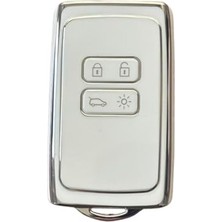 Autohan Keys Lüx Renault Anahtar Kılıfı, Beyaz Gümüş, Clio E-Tech, Austral, Megane 4, Talisman, Clio 5 Modelleri Için Nano Koruyucu