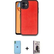 Marsilyan™- iPhone 11 Kılıf Kıvılcım Işık Serisi - Siyah Bilvis Hayalet Cam Ekran Koruyucu + Neon Fosforlu Kamera Lens - Yl