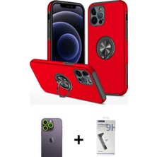 Marsilyan™- iPhone 12 Pro Max Kılıf Odak Form Prime - Şeffaf Uv Polymer Nano Ekran Koruyucu + Neon Fosforlu Kamera Lens - Yl