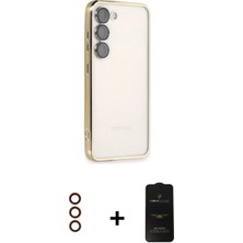 Marsilyan™- Galaxy S23 Plus Kılıf Vadi Minimal - Siyah 6d Antistatik Mat Seramik Hayalet Nano Ekran Koruyucu + Metal Kamera Lens - Kı