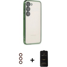 Marsilyan™- Galaxy S23 Plus Kılıf Vadi Minimal - Siyah 6d Antistatik Mat Seramik Hayalet Nano Ekran Koruyucu + Metal Kamera Lens - Kı