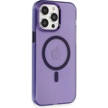 Durukar®  iPhone 14 Pro Max Kılıf Tron Şeffaf Magsafe Kapak - Derin Mor