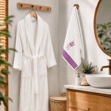 Efendioğlu Türcan * Şık Çiçek Desenli Kadın Bornoz ve Havlu Seti – Konforlu Yüksek Emicili Banyo Tekstil Ürünül*xl