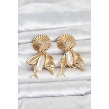 Arenes Gold Renk Deniz Temalı Vintage Kadın Küpe - Lisinya