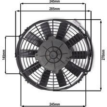 Star Motor Company 10 Inç 120 Wat 12 Volt Üfleyici Axiel Fan