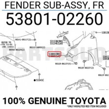 TŞT Toyota Corolla Ön Çamurluk Sağ 2018 (Oem No:  53801-02260)