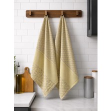Ege Cotton 2’li Set Desenli Keten Mutfak Havlusu 60X65 cm | Doğal Şık Kurulama Bezi Ekstra Büyük