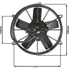 Star Motor Company 11 Inç 170 Wat 12 Volt Emici ( 5 Kanat ) Axiel Fan