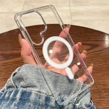 Ermer Samsung S24 Ultra Için Magsafe Özellikli Şeffaf Silikon Kılıf Kapak