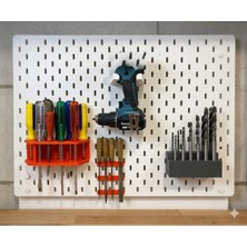 DU&ER 🧱 Skadıs Uyumlu 4’lü Pro Atölye Organizer Set – Matkap Askısı + Tornavida + Uç & Spatula Tutucu