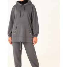 Tomris Butik Oversize Kapüşonlu Sweatshirt ve Jogger Eşofman Altı Ikili Takımı
