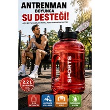 Open City 2.2 Litre Spor Matara Suluk Bpa Içermez Taşıma Kulplu Sızdırmaz Büyük Hacim Şişe Kırmızı