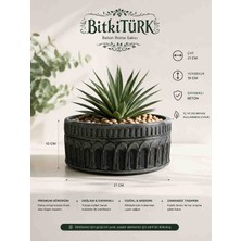 🪴🖤 Bitkitürk Beton Roma Saksı | 21 cm Dekoratif Beton Saksı | Modern ve Dayanıklı Tasarım