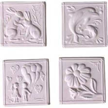 Şekil Seramik Mandala Boya Karışık Desen - 4 Adet