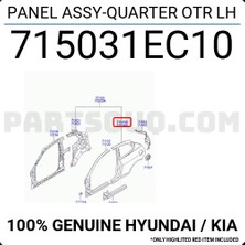 TŞT Hyundai Accent Arka Çamurluk Sol 2006-2012  (Oem No:  715031EC10)