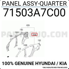 TŞT Hyundai Tucson Arka Çamurluk Sol 2014- (Oem No:  71503D7C00)