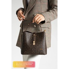 Just Polo Kadın Orta Boy Su Geçirmez Suni Deri Baskılı El ve Omuz Çantası Shopper 342055PC