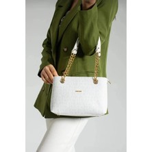 Just Polo Orijinal Kadın 3 Bölmeli Zincir Detaylı Ayarlanabilir Askılı Lüks El & Omuz Çantası Shoulder Bag