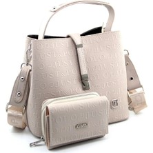 Just Polo Kadın Taş Orta Boy 3 Bölmeli Omuz Çantası ve Cüzdanı Kombin MH4002MH