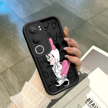Ucuc Vivo Y19S 4G/Y19S Pro Uyumlu Siyah Silikon Şık Baskı Kılıf Darbeye Dayanıklı Kamera Korumalı