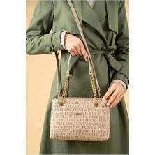 Just Polo Orijinal Kadın 3 Bölmeli Zincir Detaylı Ayarlanabilir Askılı Lüks El & Omuz Çantası Shoulder Bag