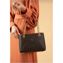 Just Polo Orijinal Kadın 3 Bölmeli Zincir Detaylı Ayarlanabilir Askılı Lüks El & Omuz Çantası Shoulder Bag