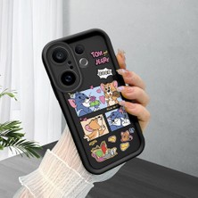 Ucuc Vivo X200 Fe Uyumlu Siyah Silikon Şık Baskı Kılıf Darbeye Dayanıklı Kamera Korumalı