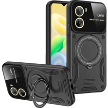 Durukar®  Vivo Y16 Kılıf Joy Lens Standlı Kapak - Siyah