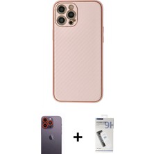 Marsilyan™- iPhone 12 Pro Kılıf Ahenk Işık - Şeffaf Uv Polymer Nano Ekran Koruyucu + Neon Fosforlu Kamera Lens - Tu