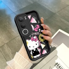 Ucuc Vivo Y19S 4G/Y19S Pro Uyumlu Siyah Silikon Şık Baskı Kılıf Darbeye Dayanıklı Kamera Korumalı