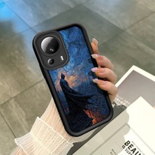 Ucuc Mi 13 Lite Uyumlu Siyah Silikon Şık Baskı Kılıf Darbeye Dayanıklı Kamera Korumalı